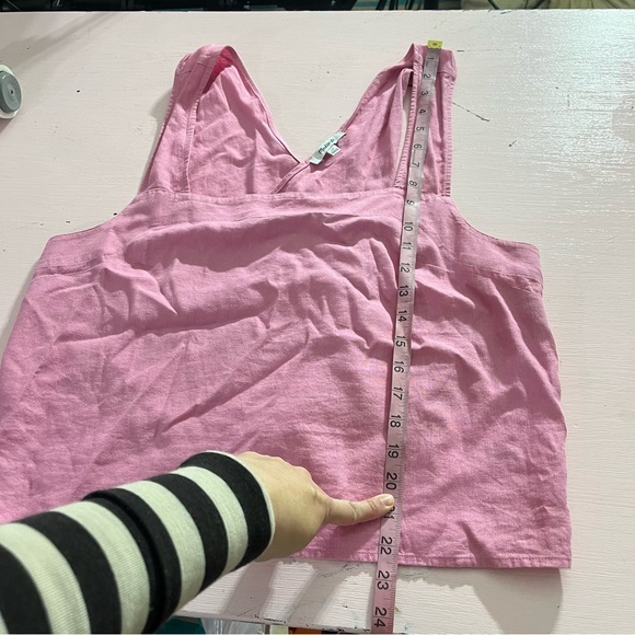 Madewell Linen Cross-Back Sleeveless Top Retro Pink Tank Square Neck Women’s 14 - Picture 10 of 13